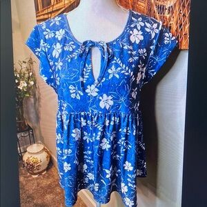 Floral Blue Women's Top